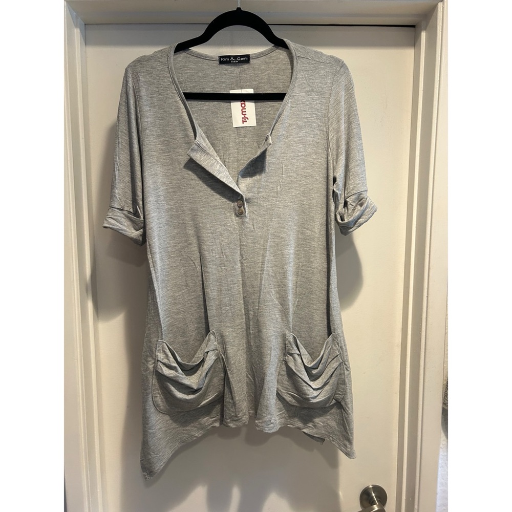 Gray Flowy Top